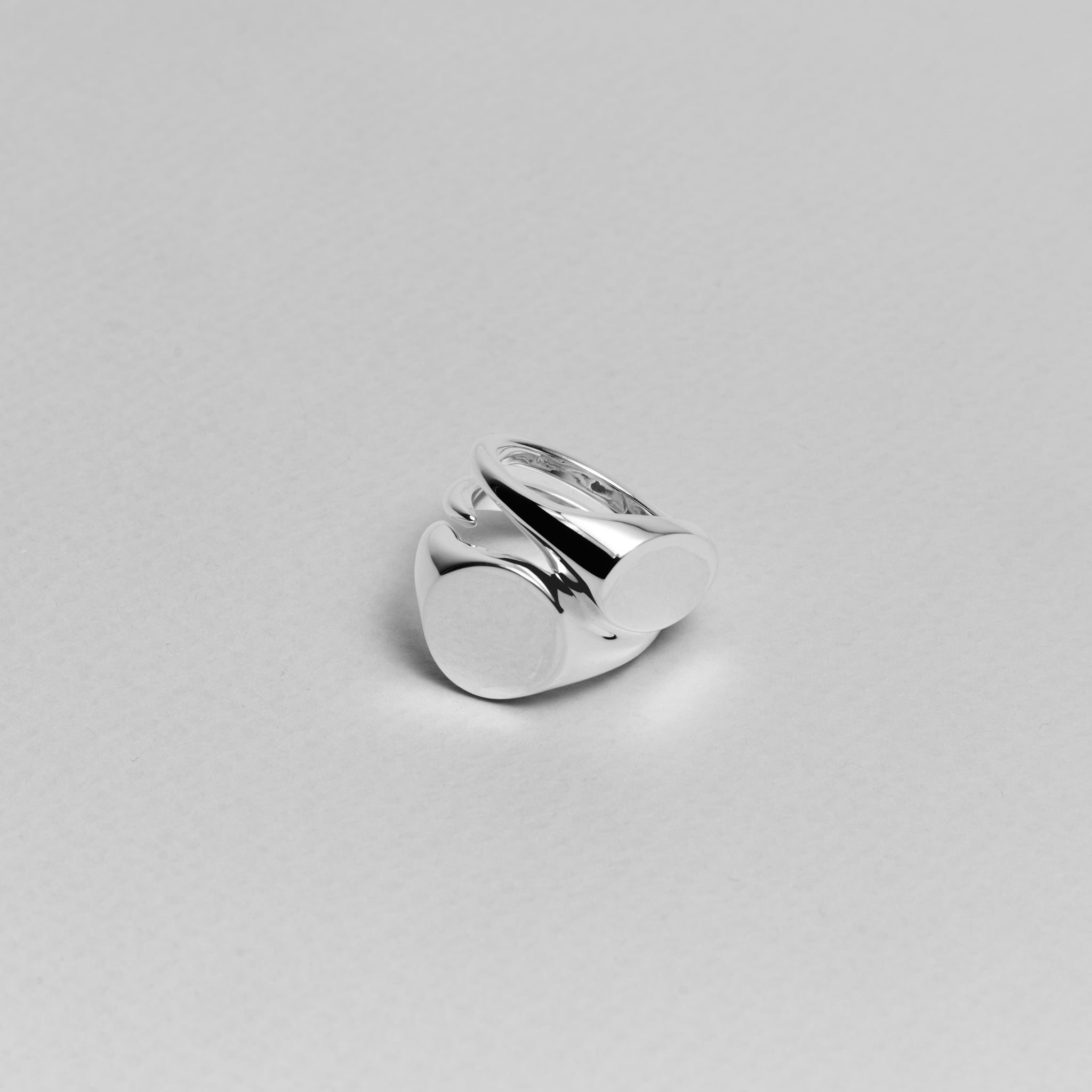 SLJ SILVER STACKED SIGNET RING