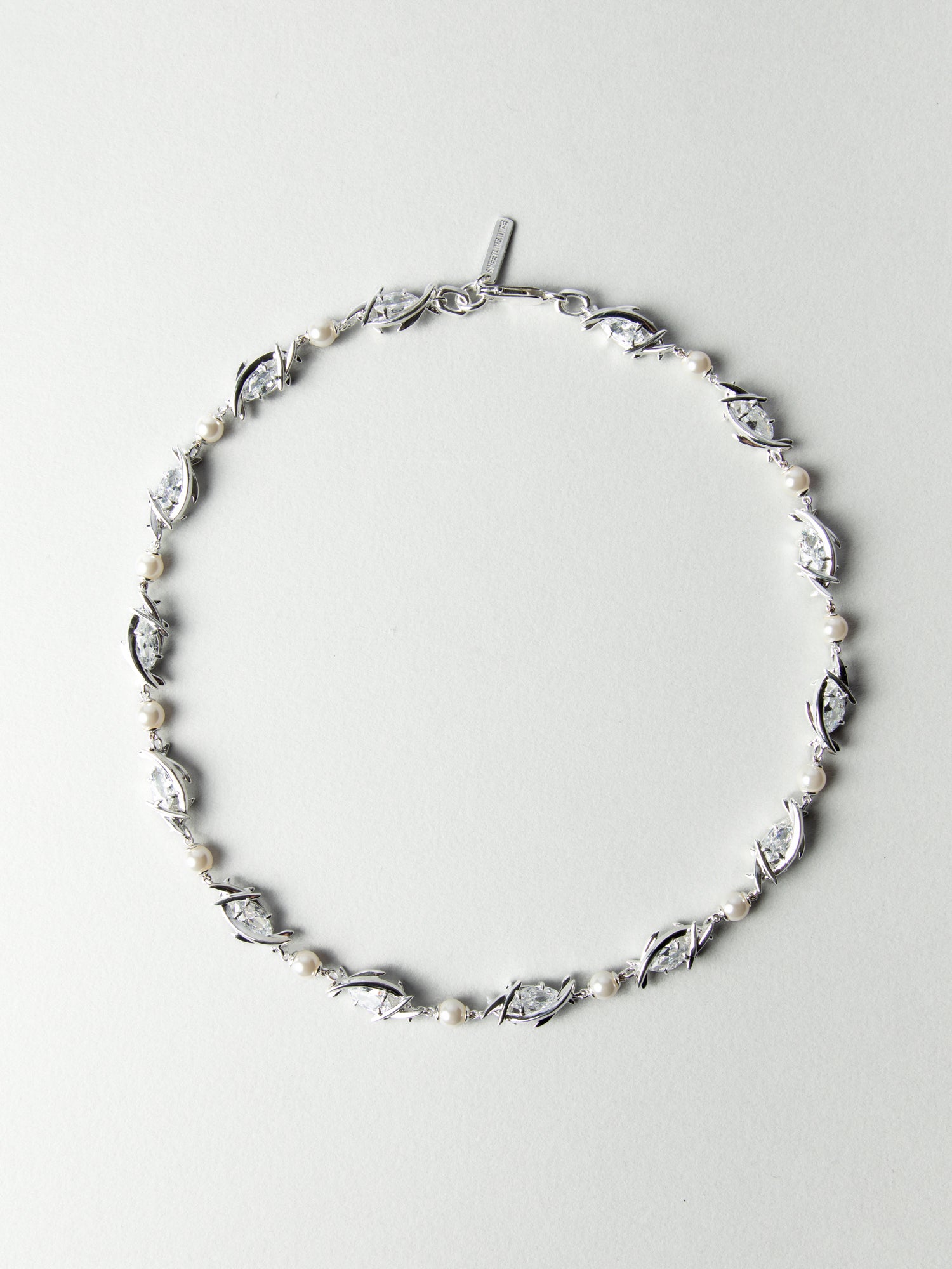 SILVER ERYN NAVETTE PEARL CHOKER - CLEAR