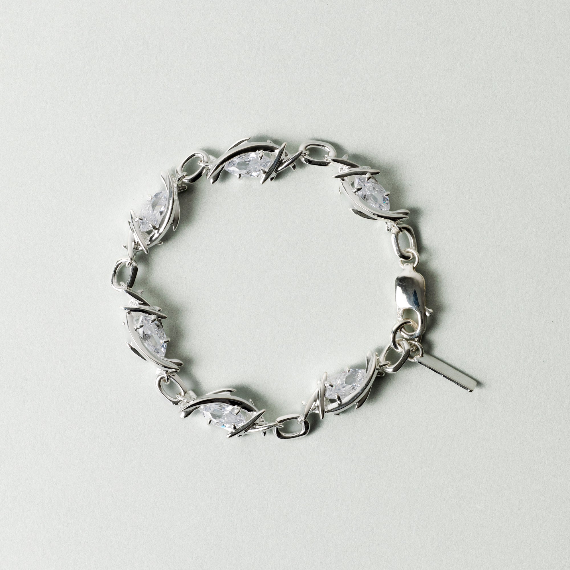 SLJ SILVER ERYN NAVETTE CLEAR TOPAZ BRACELET