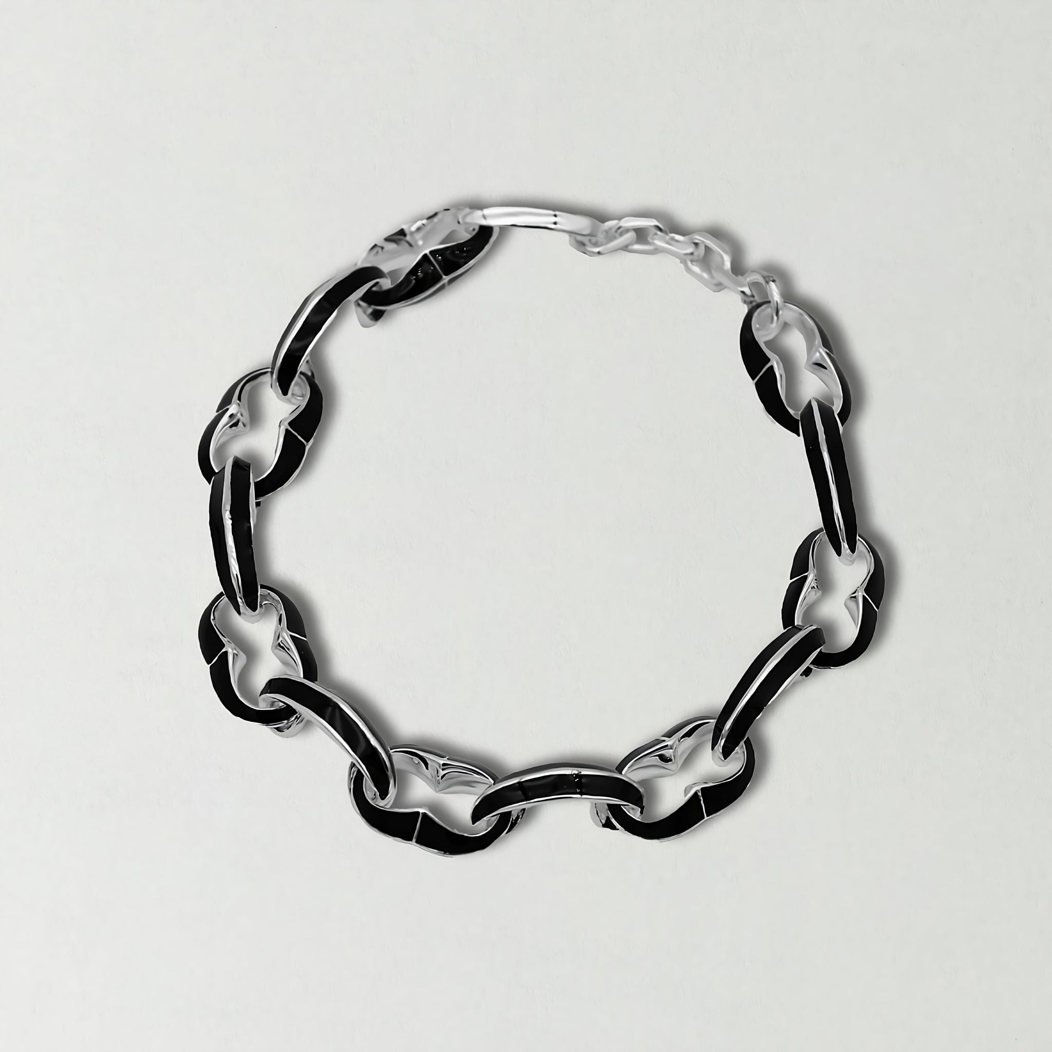 SILVER BLACK ENAMEL SURINITY BRACELET