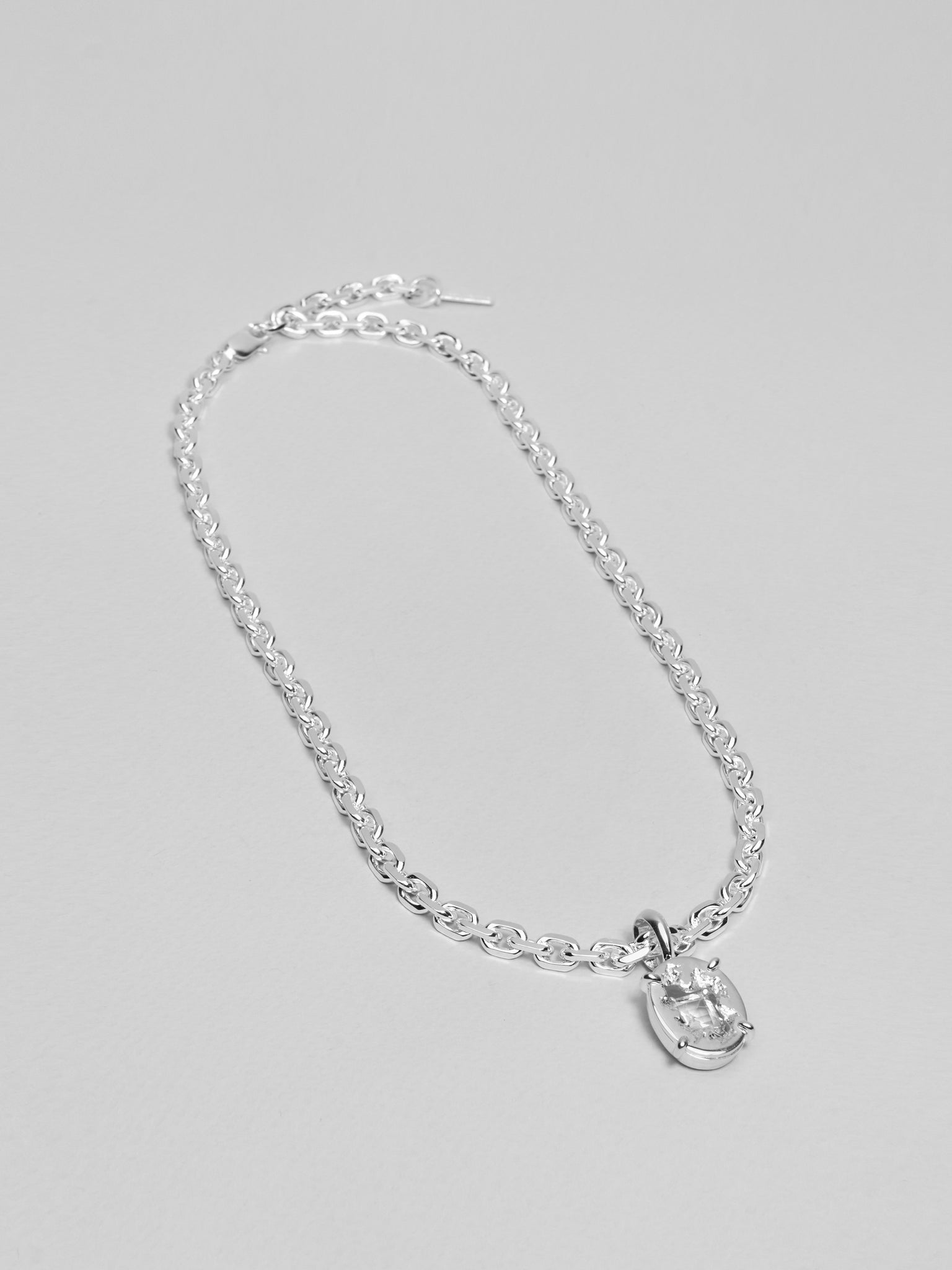 SILVER BARE VOLLEY HEAVY CHAIN NECKLACE