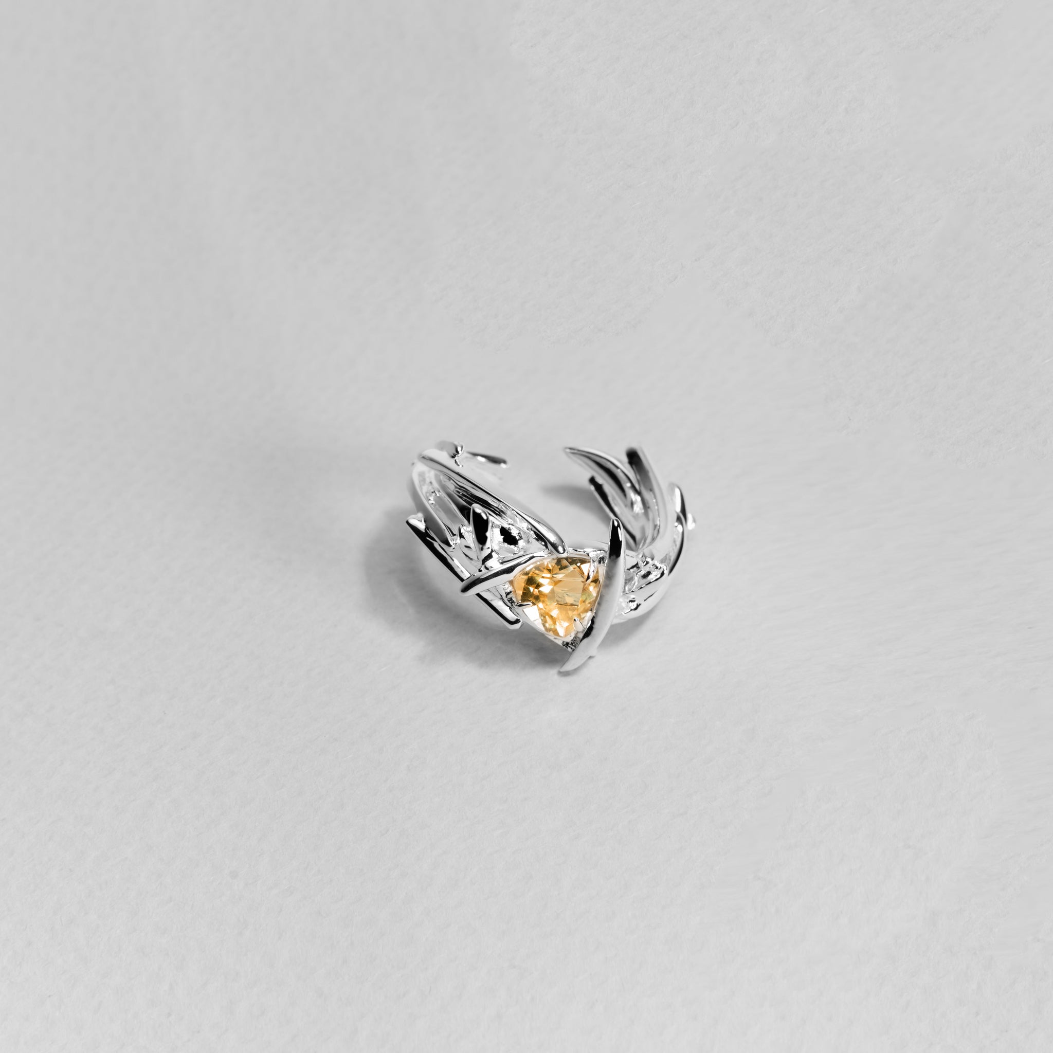 Silver Eryn Trillion Ring Champagne Stone 