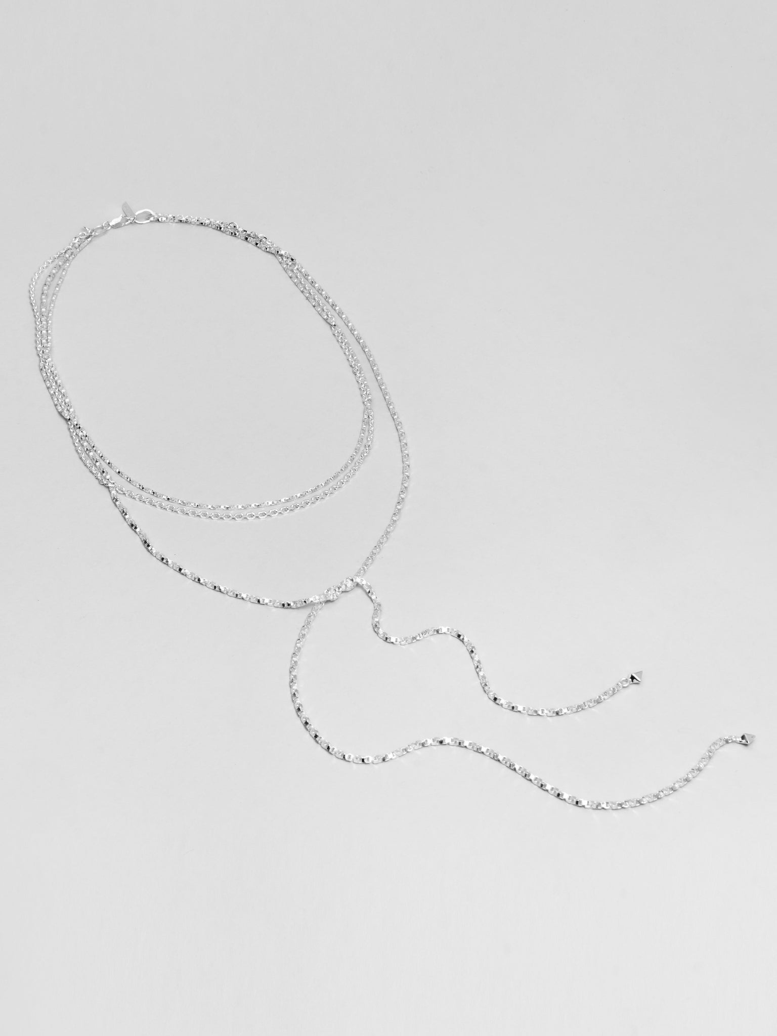 Silver Moon Triple Layered Necklace